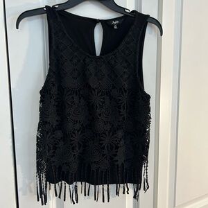 Xhilaration Black Cropped Embellished Tank Top